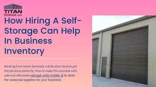 How Hiring A self-storage can help In business Inventory