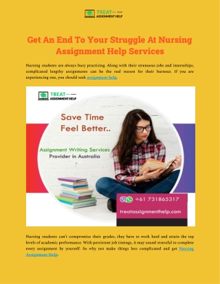 Get An End To Your Struggle At Nursing Assignment Help Services