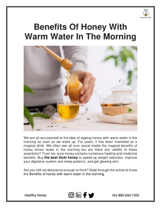 Benefits Of Honey with Warm Water in The Morning