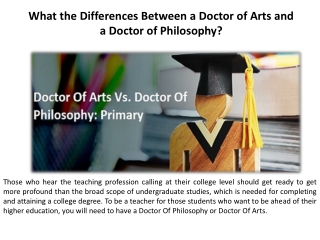 What the Differences Between a Doctor of Arts and a Doctor of Philosophy