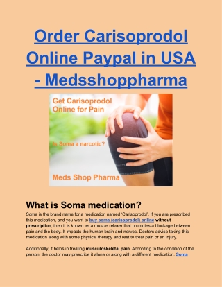 Order Carisoprodol Online Paypal in USA - Medsshoppharma