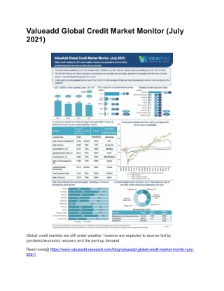 Valueadd Global Credit Market Monitor (July 2021)