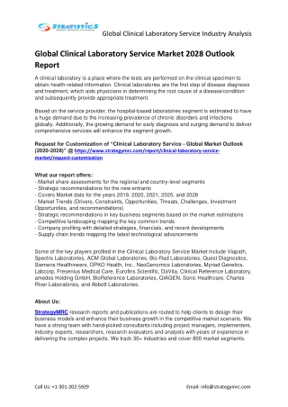 Clinical Laboratory Service Market - Global Outlook and Forecast 2020-2028
