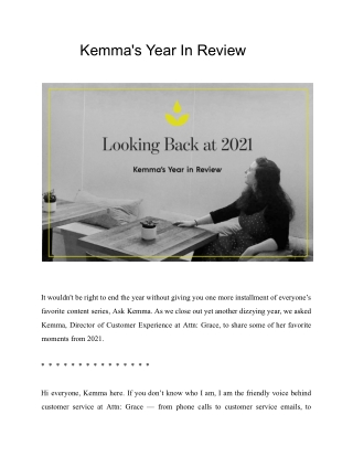 Kemma's Year In Review