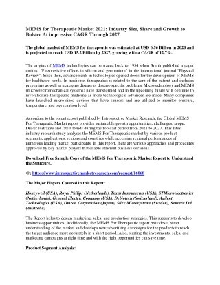 Global MEMS For Therapeutic Market