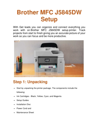 Brother MFC J5845DW Setup | Easy Setup steps & Driver Download for MFC Printer