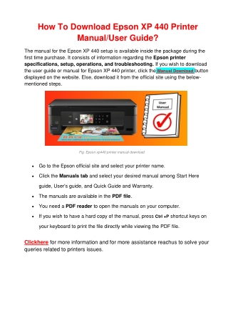 How To Download Epson XP 440 Printer Manual or User Guide?