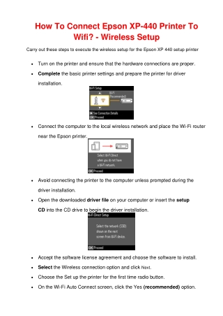 How To Connect Epson XP-440 Printer To Wifi? - Wireless Setup