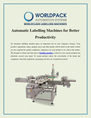 Automatic Labelling Machines for Better Productivity