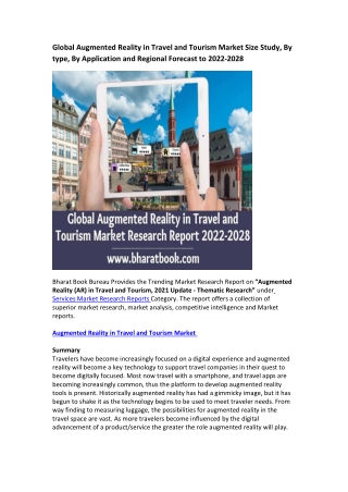 Global Augmented Reality in Travel and Tourism Market Research Report 2022-2028