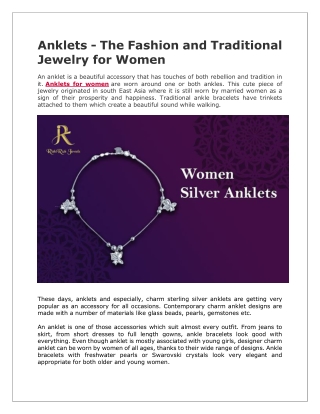 Anklets - The Fashion and Traditional Jewelry for Women