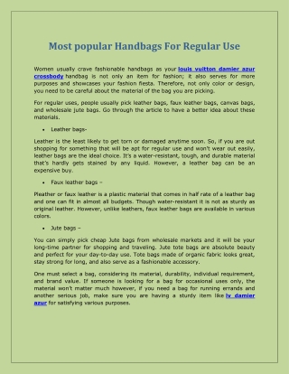 Most popular Handbags For Regular Use