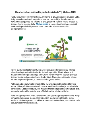 Kas talvel on võimalik puitu koristada? | Metsa ABC