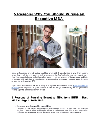 5 Reasons to Pursue Executive MBA