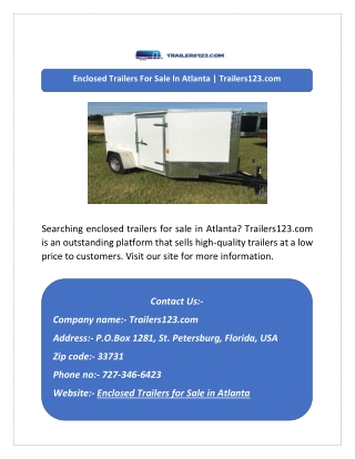 Enclosed Trailers For Sale In Atlanta | Trailers123.com