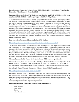 Unsaturated Polyester Resins (UPR) market