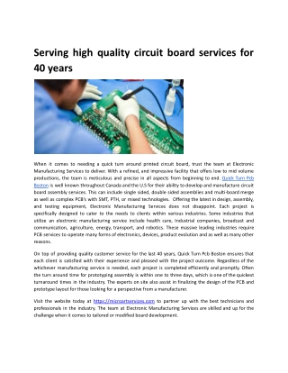 Serving high quality circuit board services for 40 years