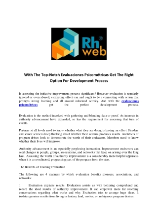 With The Top-Notch Evaluaciones Psicométricas Get The Right Option For Development Process
