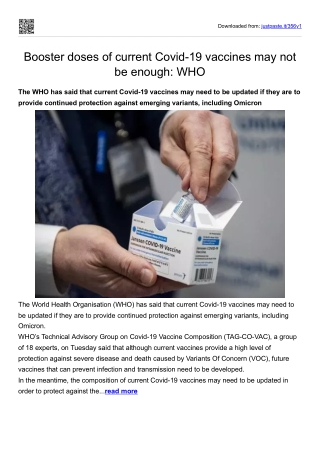 Booster doses of current Covid-19 vaccines may not be enough_WHO
