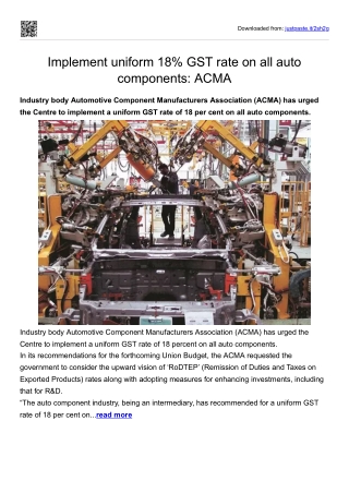 Implement uniform 18% GST rate on all auto components_ACMA