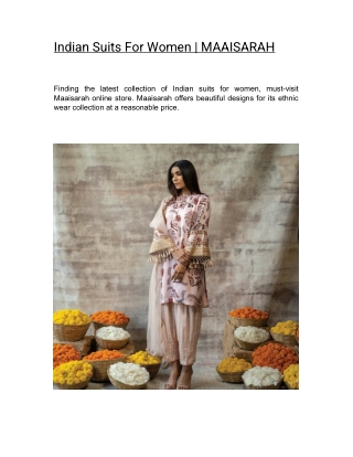 Indian Suits For Women | MAAISARAH