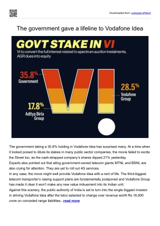 The government gave a lifeline to Vodafone Idea