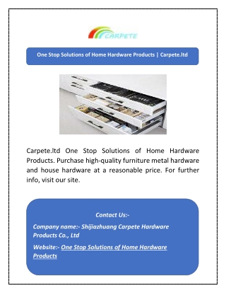 One Stop Solutions of Home Hardware Products | Carpete.ltd
