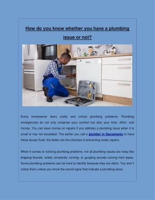 How do you know whether you have a plumbing issue or not