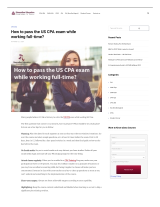 How to pass the US CPA exam while working full-time?