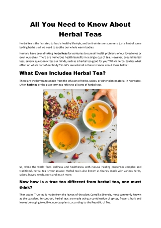 All You Need to Know About Herbal Teas