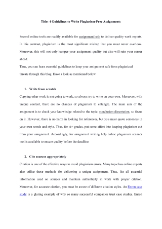 4 Guidelines to Write Plagiarism-Free Assignments