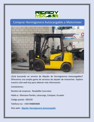 Comprar Hormigonera Autocargable o Motomixer