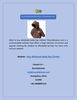 Buy Wholesale Baby Boy Clothes | Riocokidswear.com