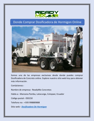Donde Comprar Dosificadora de Hormigon Online