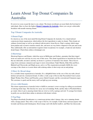 Learn About Top Donut Companies In Australia