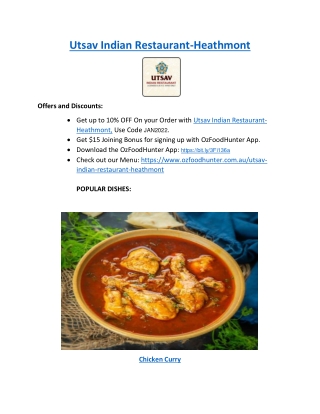 5% off - Utsav Indian food Restaurant Heathmont, VIC