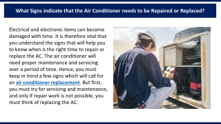 What Signs indicate that the Air Conditioner needs to be Repaired or Replaced?