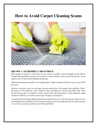 How to Avoid Carpet Cleaning Scams