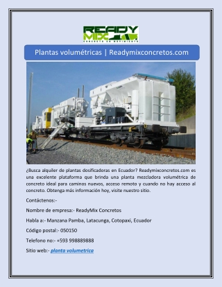 Plantas volumétricas | Readymixconcretos.com