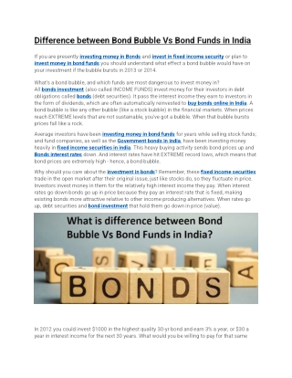 Difference between Bond Bubble Vs Bond Funds in India