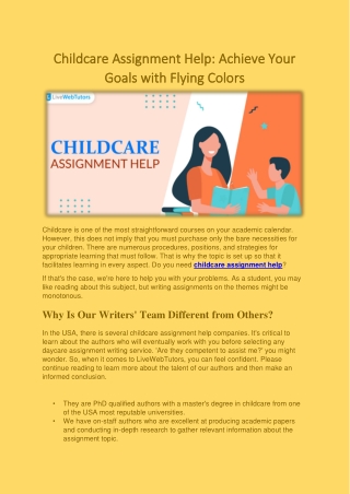Get the best Childcare Assignment Help by top experts