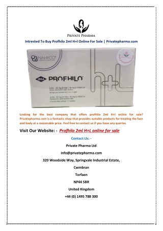 Intrested To Buy Profhilo 2ml H l Online For Sale | Privatepharma.com