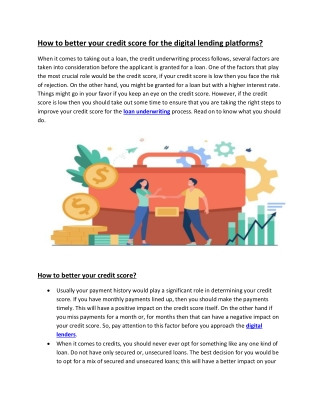 How to better your credit score for the digital lending platforms