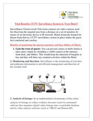 Find Benefits CCTV Surveillance System in Your Hotel?