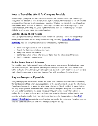How to Travel the World As Cheap As Possible