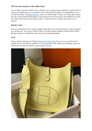 Why do many people go with replica bags?