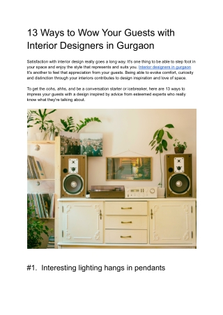 13 Ways to Wow Your Guests with Interior Designers in Gurgaon
