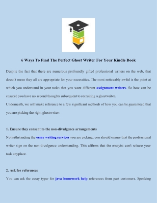 6 Ways To Find The Perfect Ghost Writer For Your Kindle Book