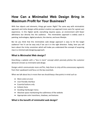How Can a Minimalist Web Design Bring in Maximum Profit for Your Business