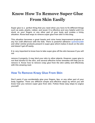 Know How To Remove Super Glue From Skin Easily